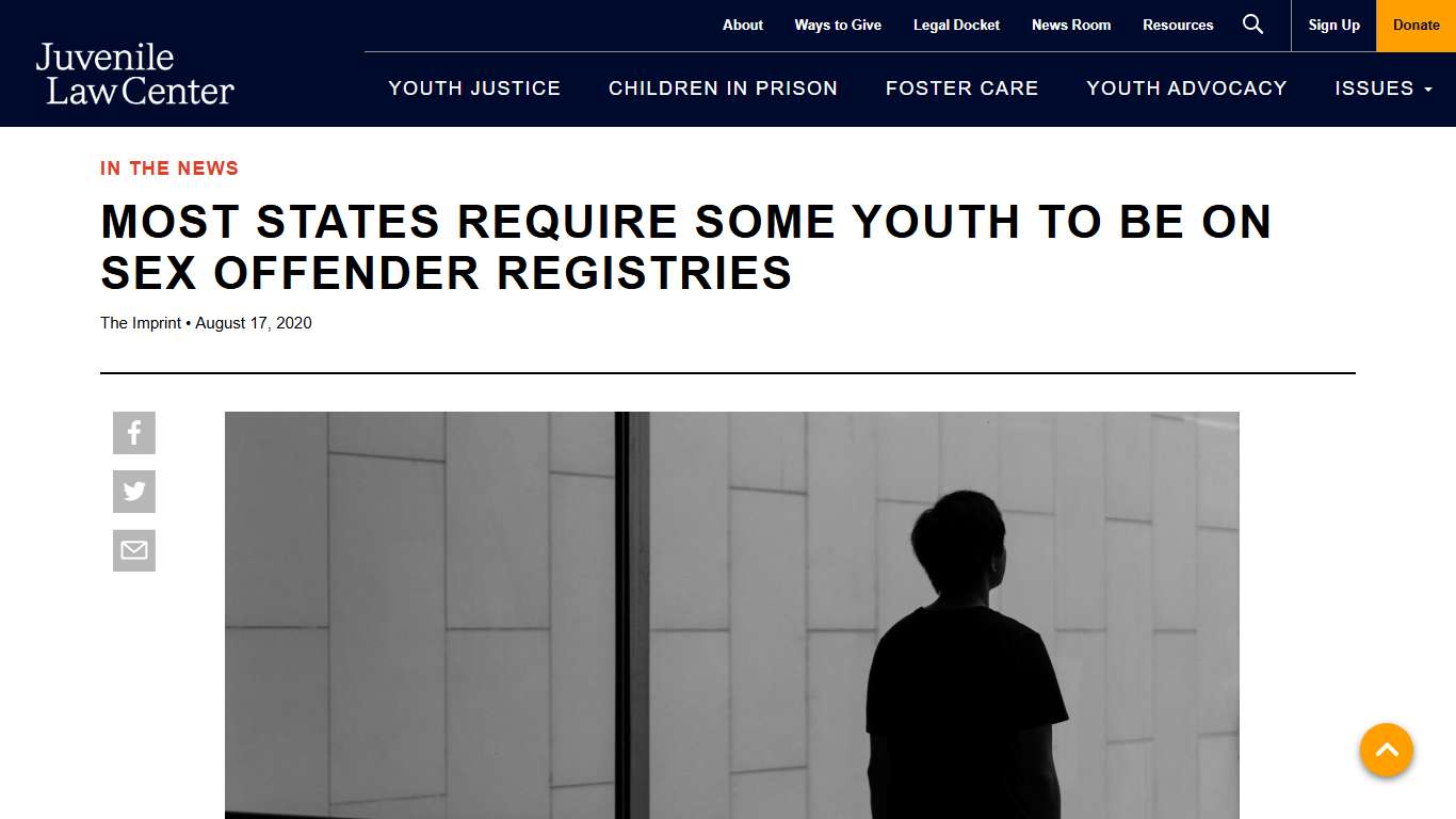 Most States Require Some Youth To Be on Sex Offender Registries | Juvenile Law Center